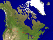 Kanada Satellit + Grenzen 1600x1200